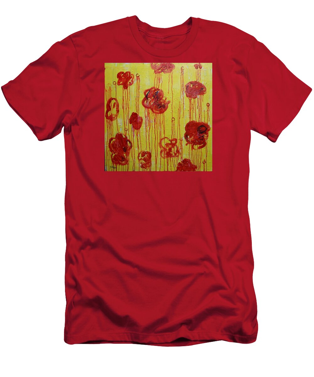 Abstract T-Shirt featuring the painting Shaw Park Flower Garden by GH FiLben