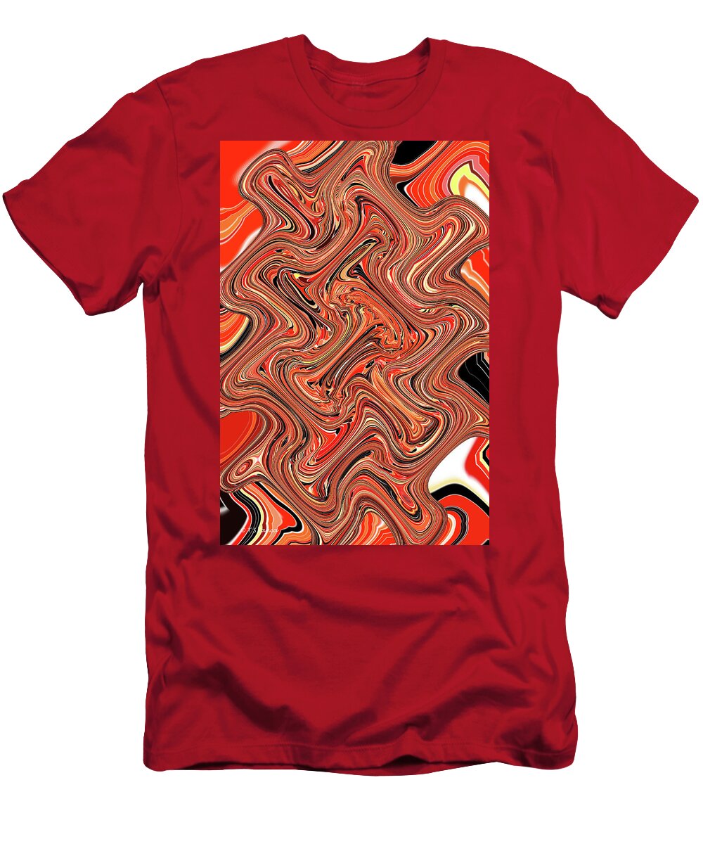 Smoky Red Sun Abstract T-Shirt featuring the digital art Smoky Red Sun Abstract by Tom Janca