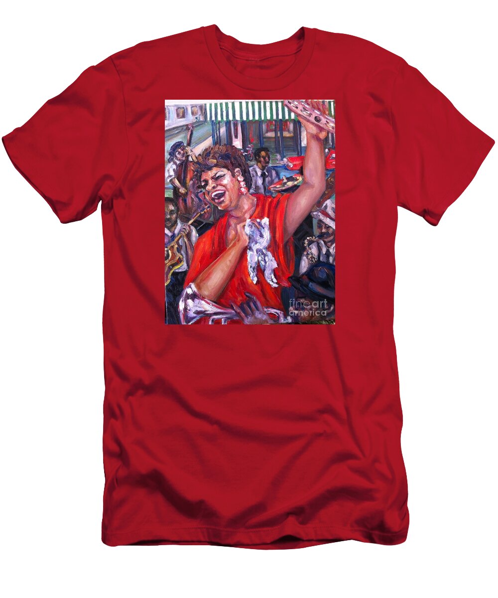 New Orleans T-Shirt featuring the painting Shake That Tambourine by Beverly Boulet