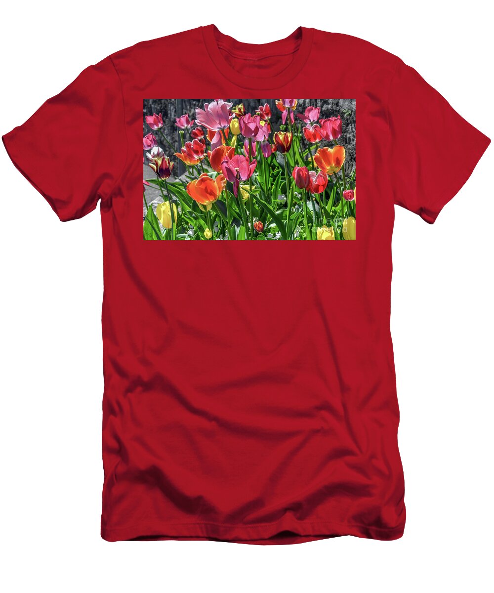 Flower T-Shirt featuring the photograph Spring tulips by David Meznarich