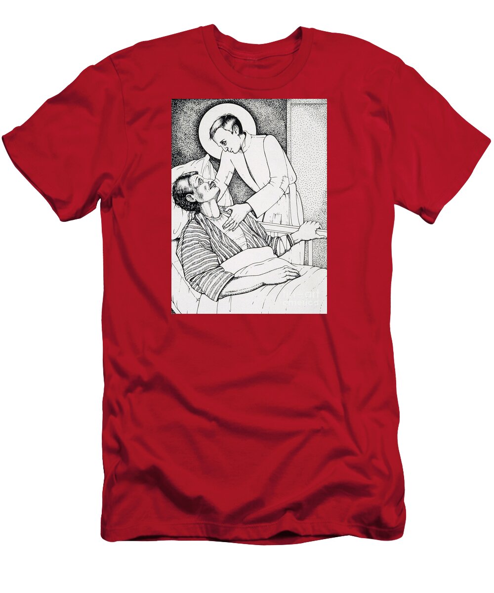 St Aloysius Gonzaga : Patron Of People With Hiv-aids And Caregivers 1987 T-Shirt featuring the drawing St Aloysius Gonzaga- Patron of People With HIV-AIDS and Caregivers 1987 by William Hart McNichols