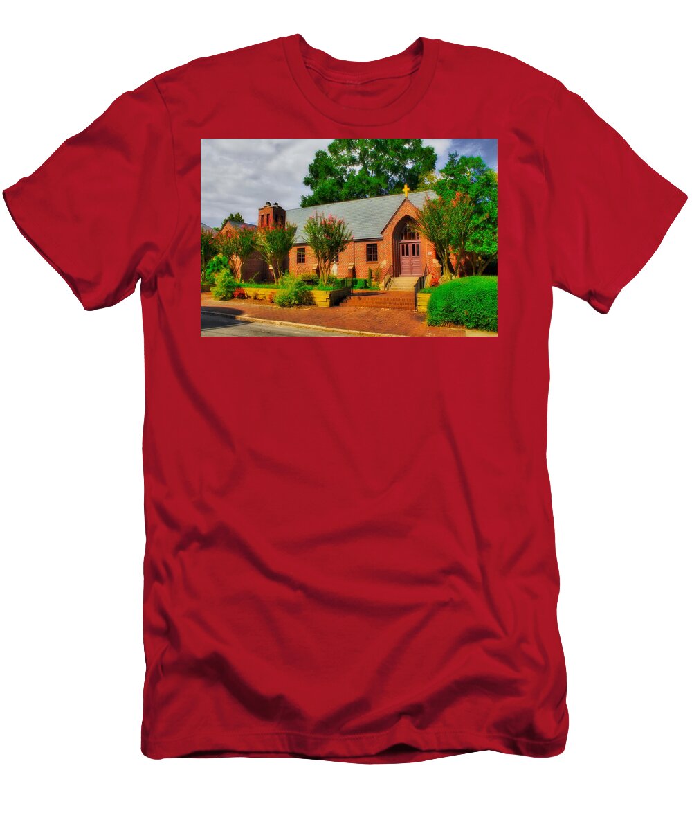 St.michael T-Shirt featuring the photograph St. Michael the Archangel Maronite Catholic Church - Spring time by Albert Fadel