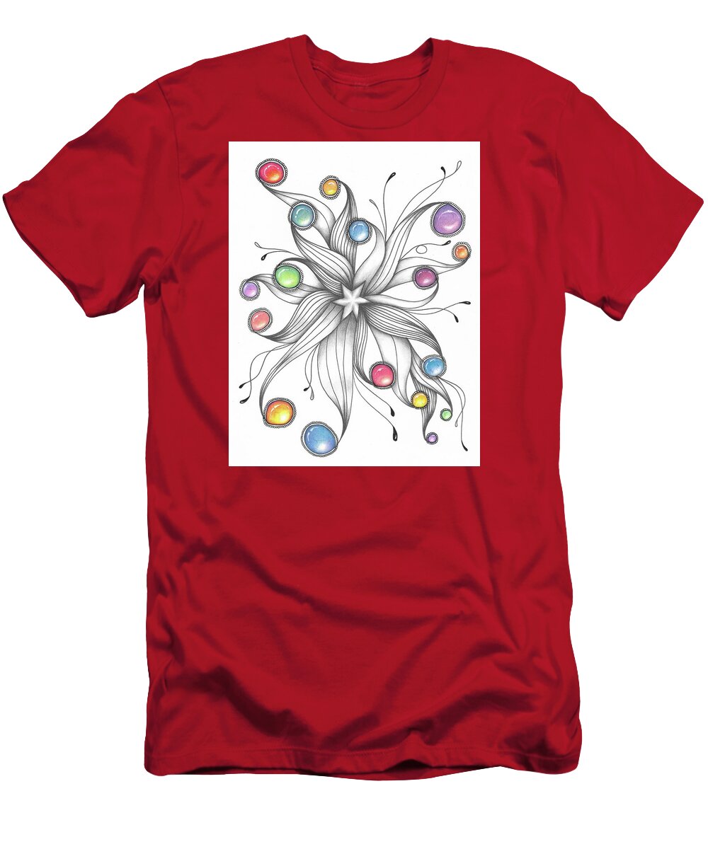 Zentangle T-Shirt featuring the drawing Starburst by Jan Steinle