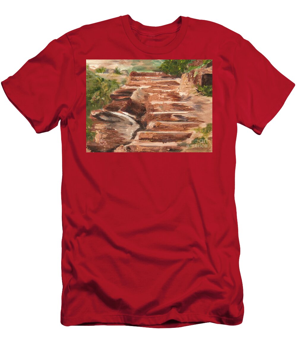 Landscape T-Shirt featuring the painting Steps to Zion by Nila Jane Autry