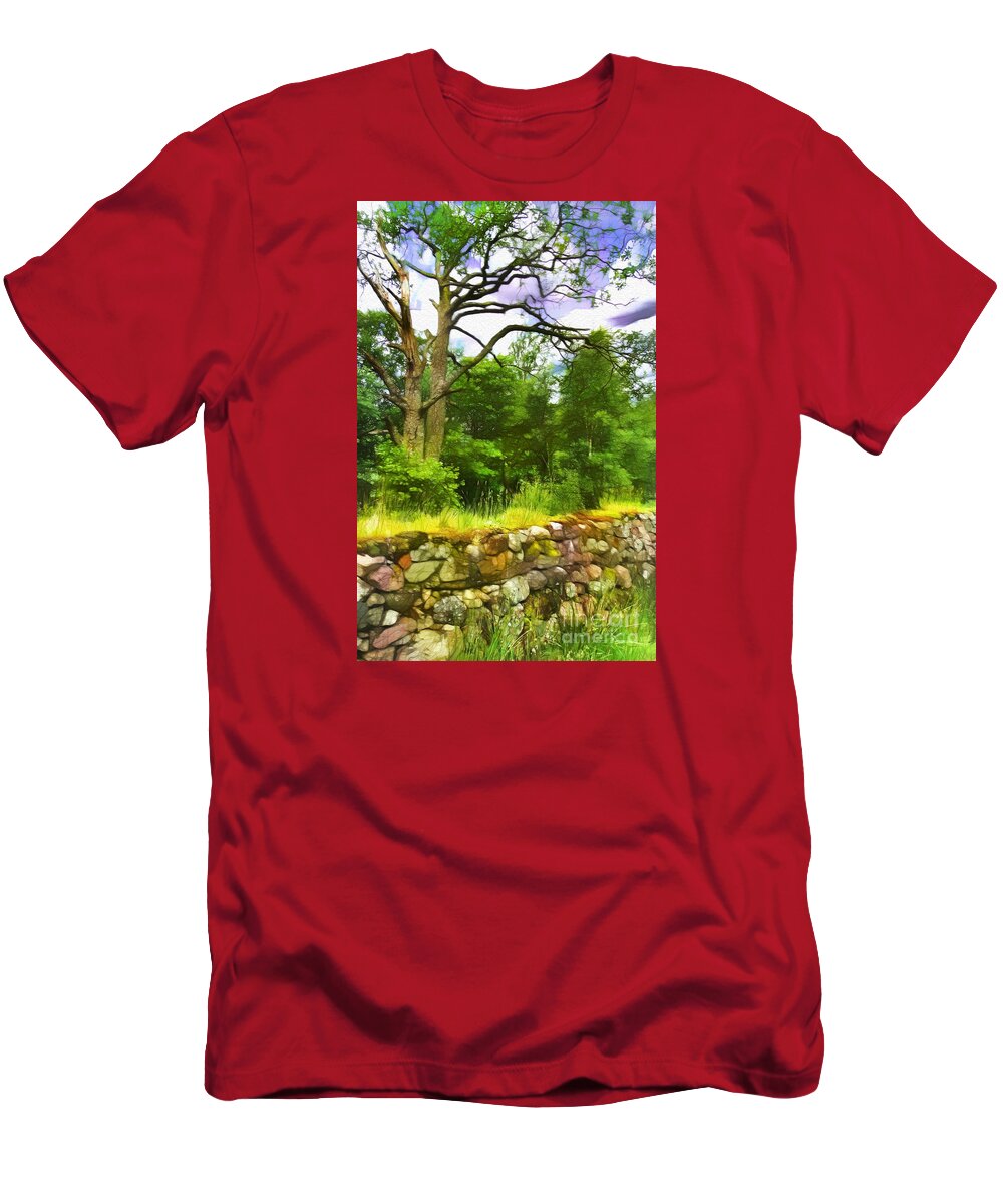 Stone T-Shirt featuring the photograph Stone Wall in Glencoe by Judi Bagwell