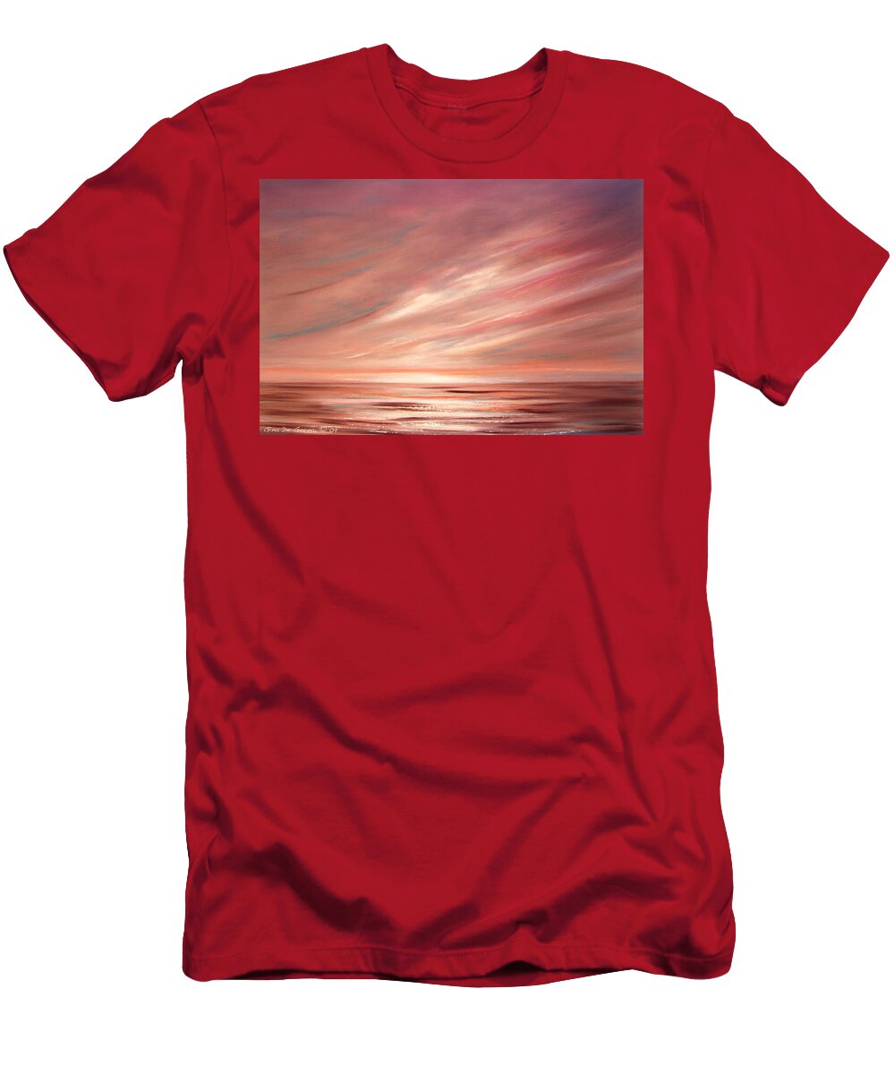 Sunset T-Shirt featuring the painting Strawberry Sky Sunset by Gina De Gorna