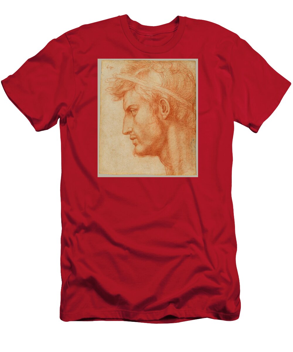Andrea Del Sarto T-Shirt featuring the drawing Study for the Head of Julius Caesar by Andrea del Sarto