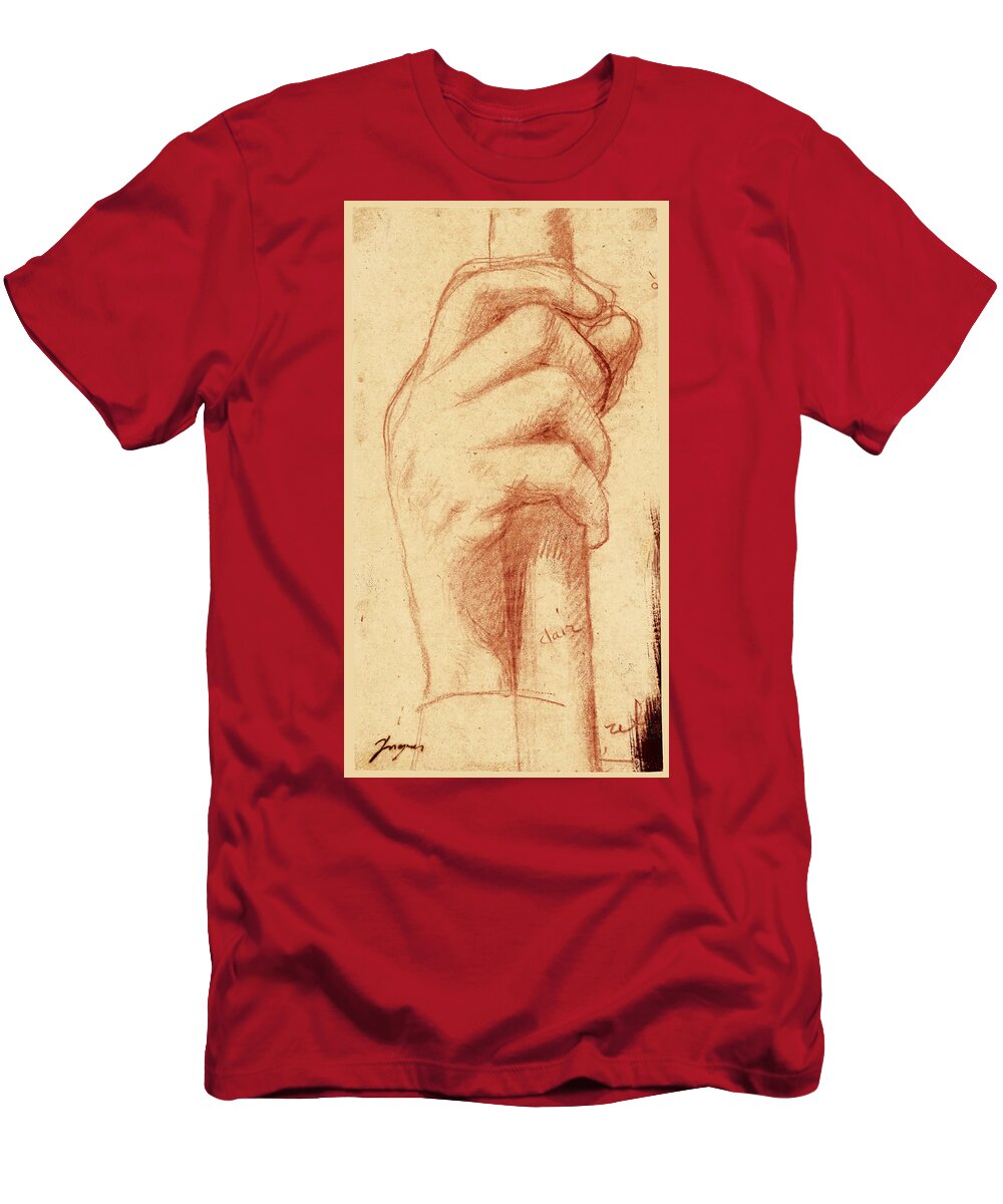 Jean-auguste-dominique Ingres T-Shirt featuring the drawing Study for the right hand of Jupiter by Jean-Auguste-Dominique Ingres