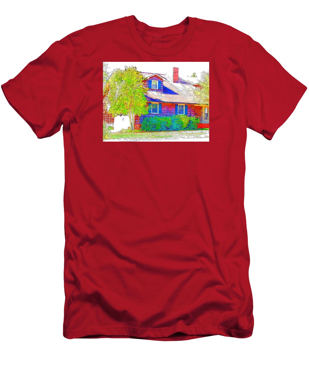 Suburban Home T-Shirt featuring the painting Suburban home 4 by Jeelan Clark