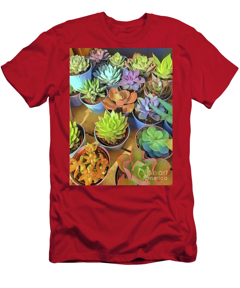 Succulents T-Shirt featuring the digital art Succulants by Jackie MacNair