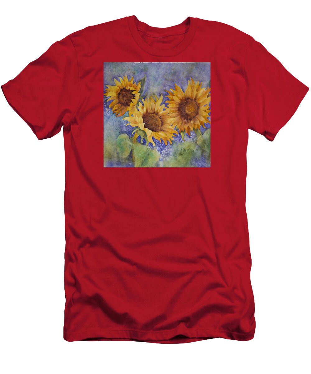 Giclee T-Shirt featuring the painting Summer Sunflowers by Lisa Vincent