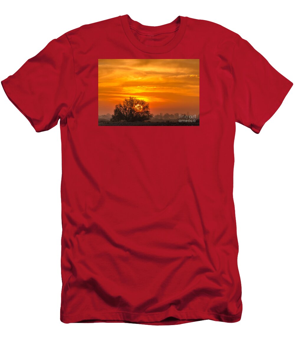 Agriculture T-Shirt featuring the photograph Sun Fire by Greg Summers