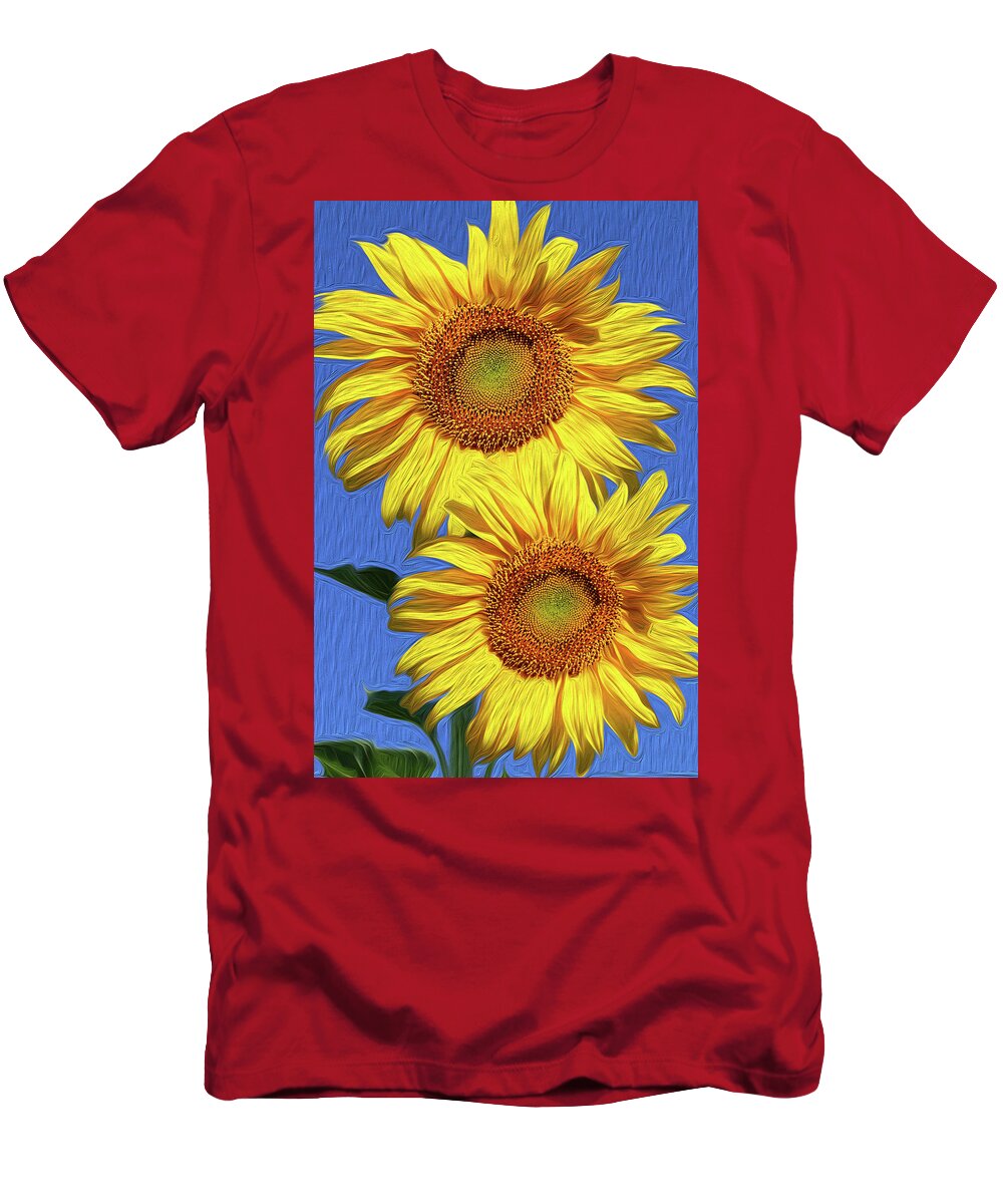 Sunflowers T-Shirt featuring the photograph Sunflowers and Blue Skies by Vanessa Thomas