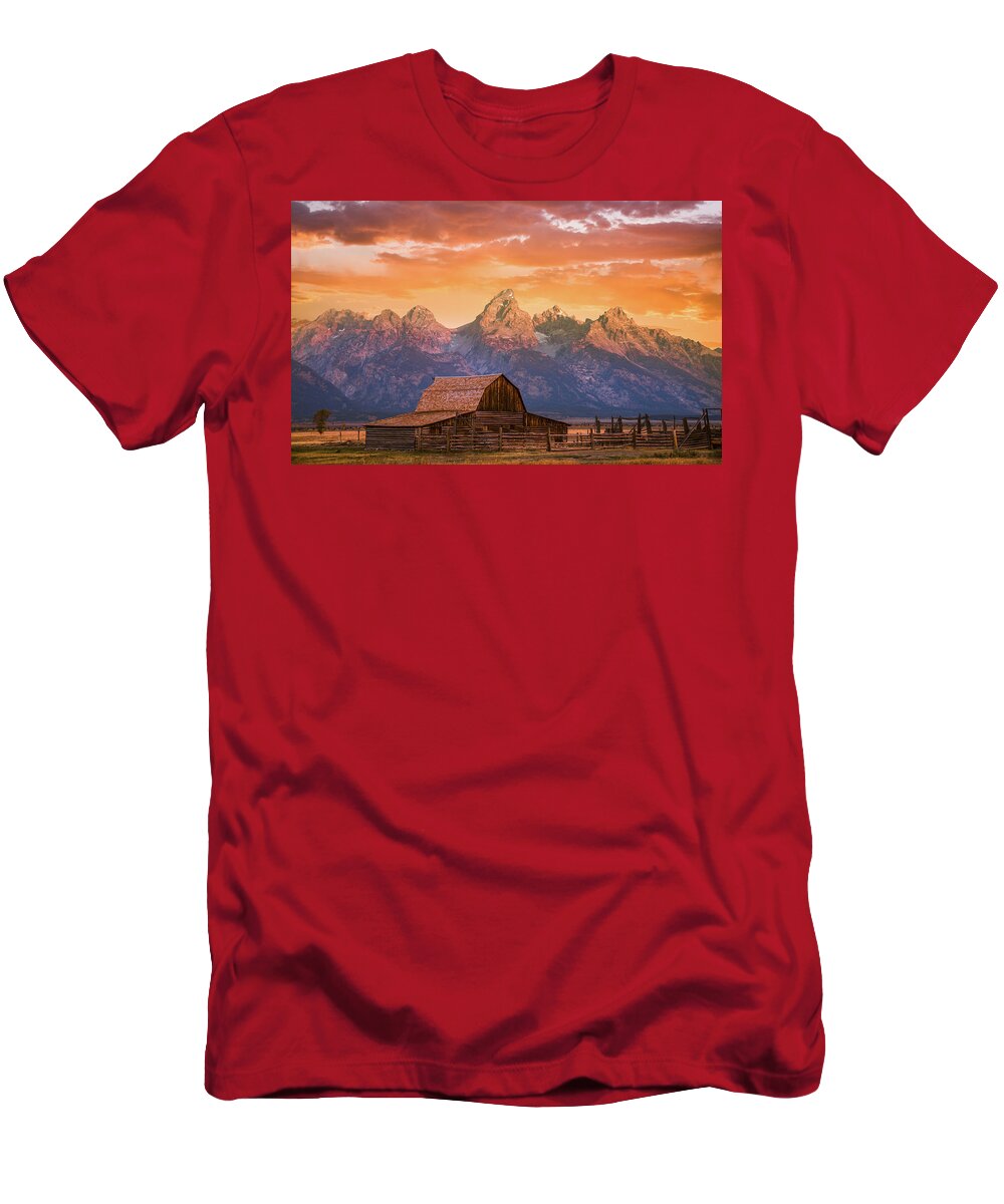 Grand Teton T-Shirt featuring the photograph Sunrise on the Ranch by Darren White