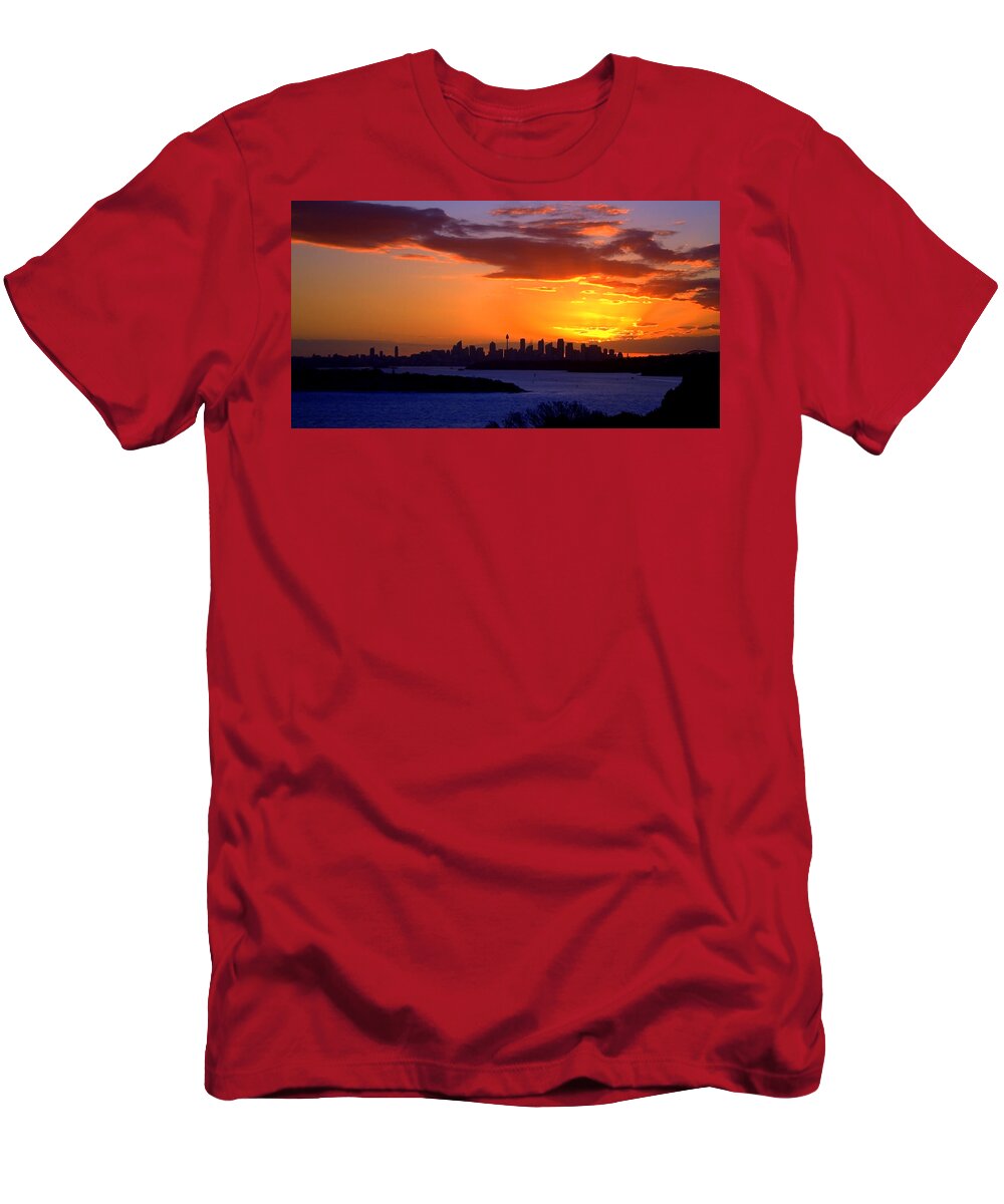 Sunset T-Shirt featuring the photograph Sunset Over City Of Sydney by Miroslava Jurcik