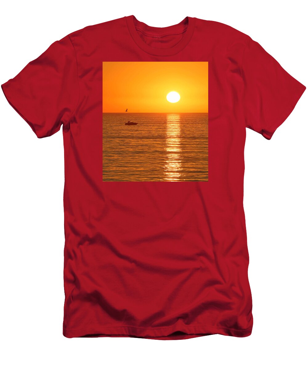 Ocean T-Shirt featuring the photograph Sunset Solitude by Ed Clark