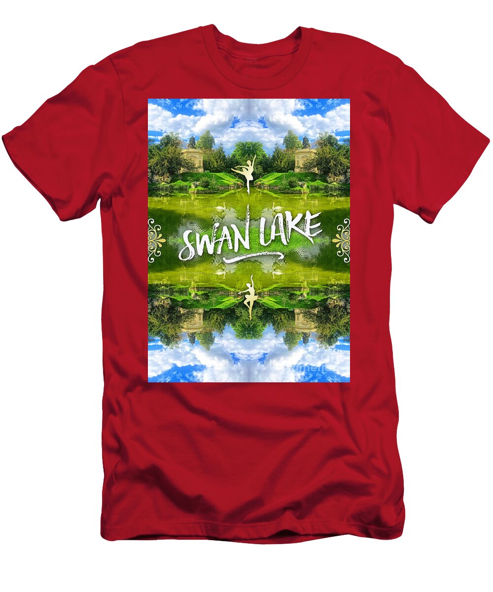 Swan Lake T-Shirt featuring the photograph Swan Lake Belvedere Pavilion Versailles Petit Trianon France by Beverly Claire Kaiya