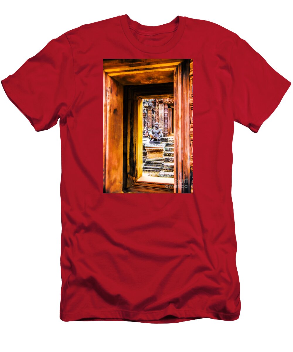 Cambodia Angkor Wat T-Shirt featuring the photograph Temple Doorway by Rick Bragan