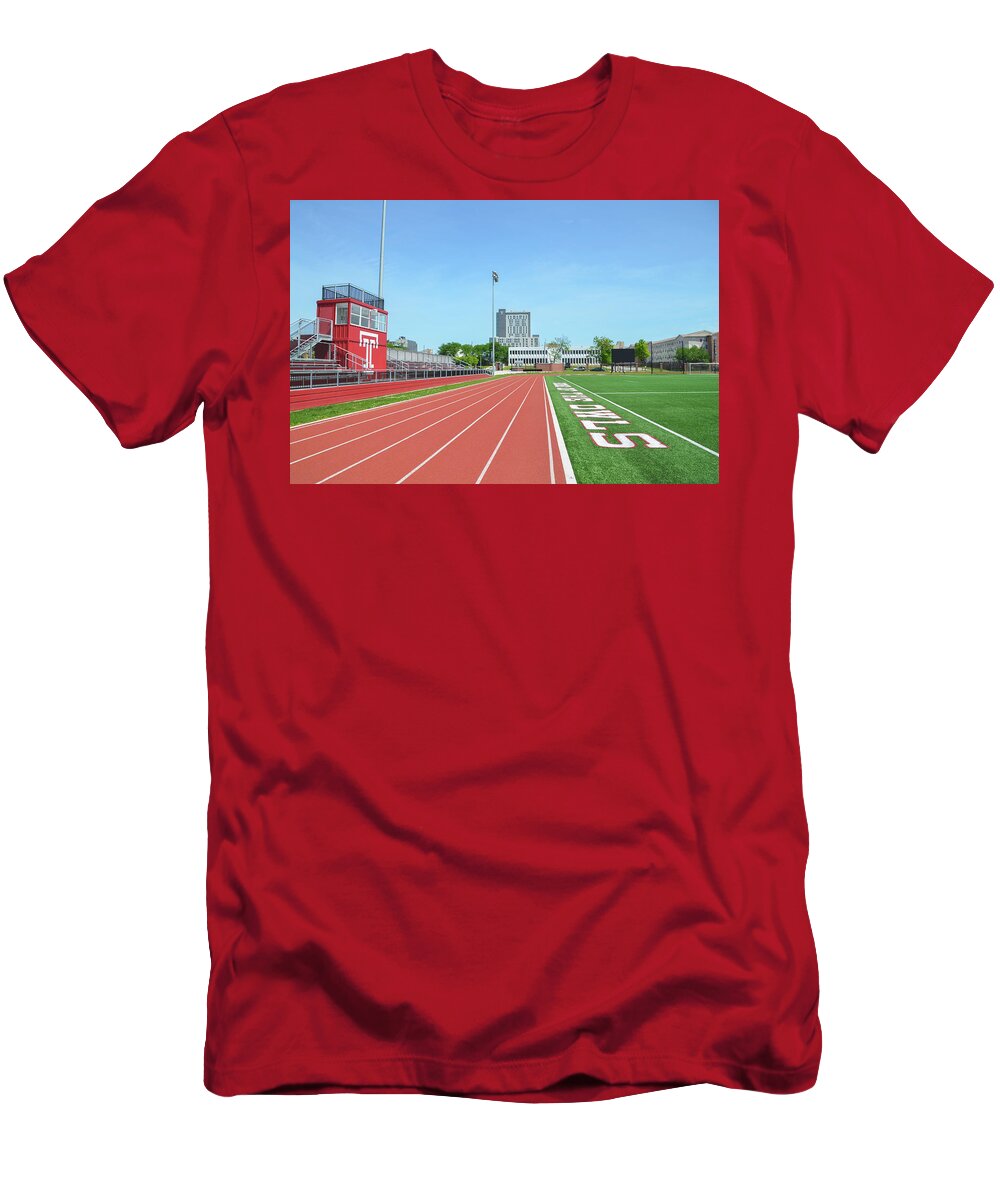 Temple T-Shirt featuring the photograph Temple Owls - Dan and Shelley Boyce Track by Bill Cannon
