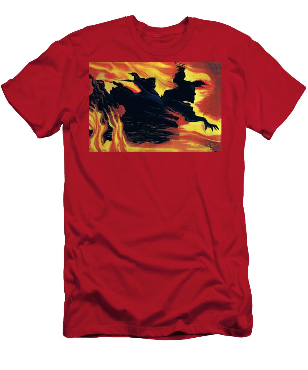 Wizard Of Oz T-Shirt featuring the painting The Arrival of The Wicked by Lisa Crisman