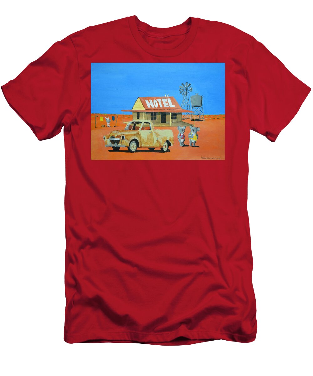Aussie Hotel T-Shirt featuring the painting The Aussie Hotel by Winton Bochanowicz