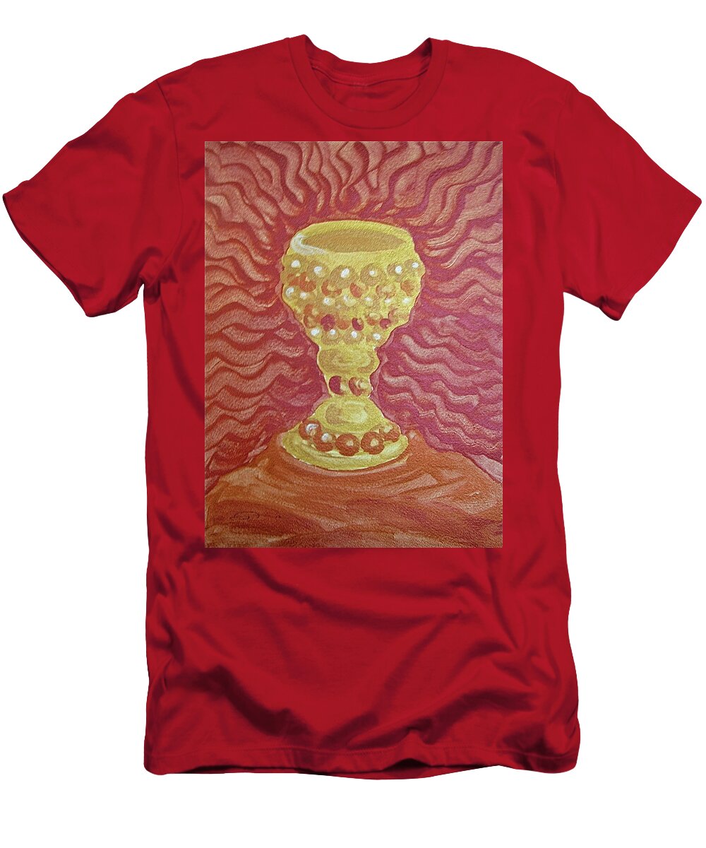 Chalice T-Shirt featuring the painting The Chalice or Holy Grail by Michele Myers