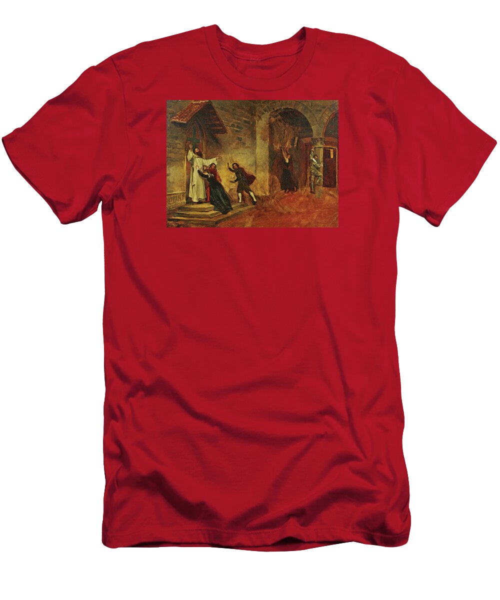 Attributed To Jean-paul Laurens T-Shirt featuring the painting The Fire by Attributed to Jean-Paul Laurens