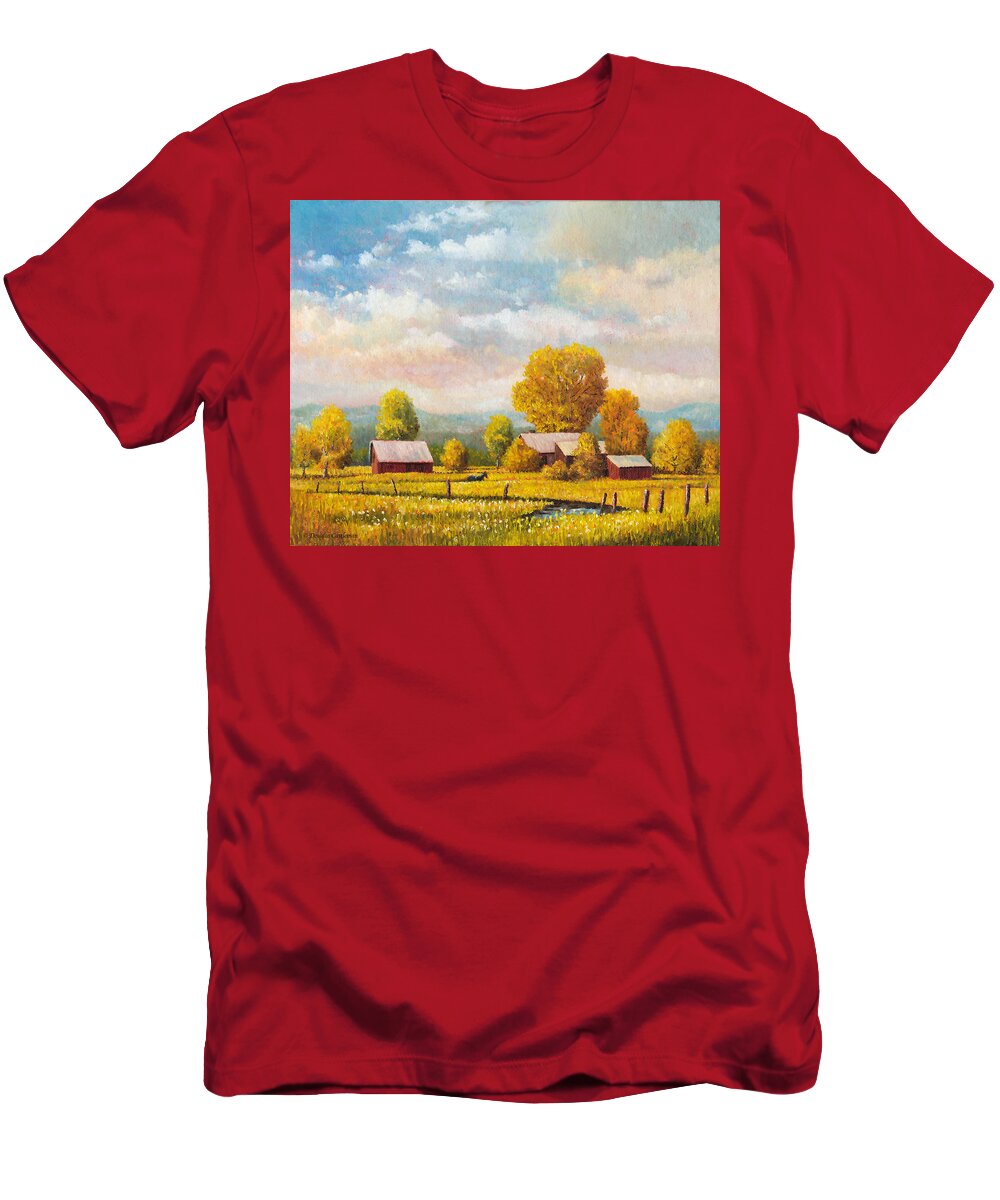 Landscape T-Shirt featuring the painting The Lonely Horse by Douglas Castleman