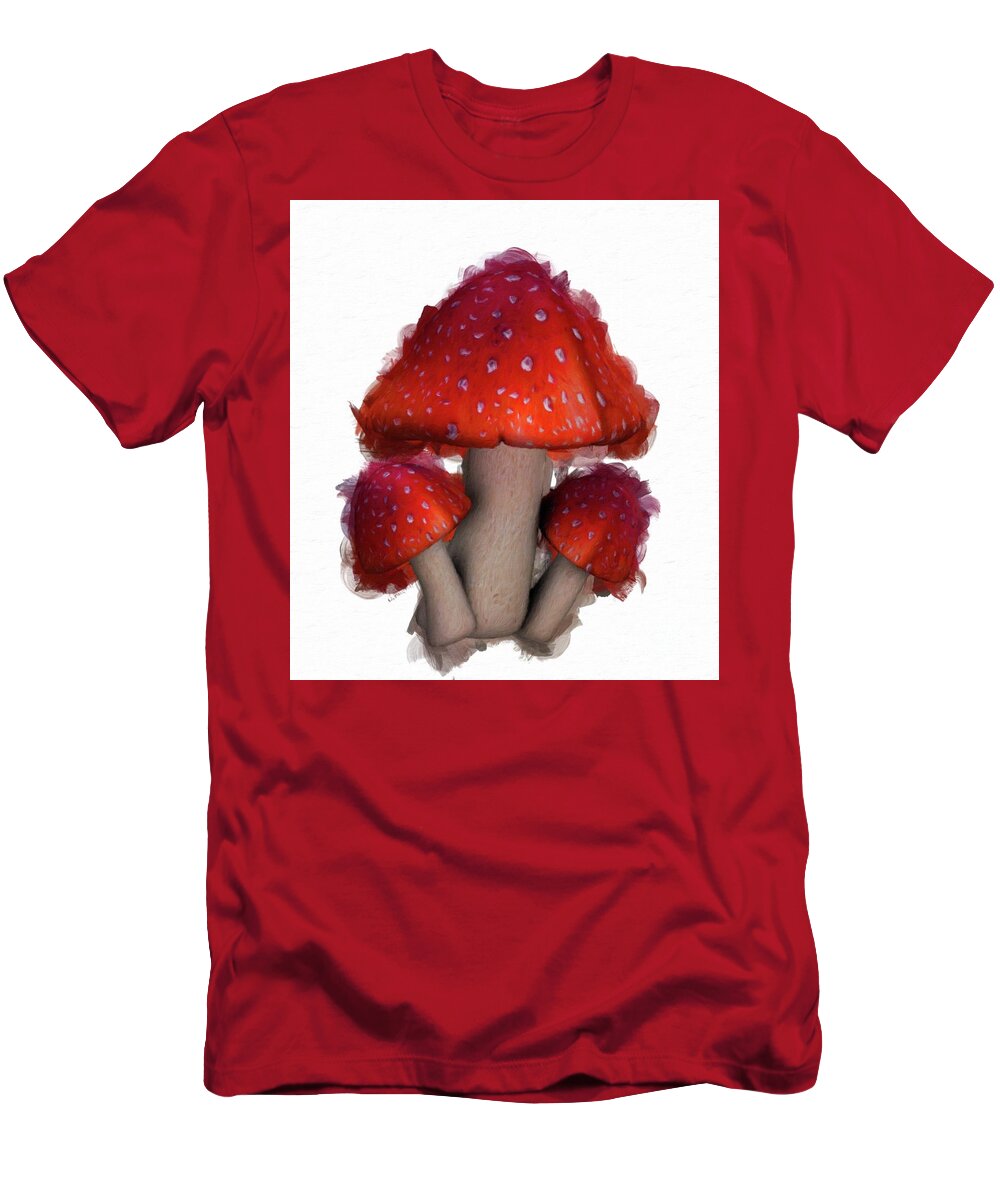 Mushroom T-Shirt featuring the painting The Magic of Mushrooms by Mary Bassett by Esoterica Art Agency