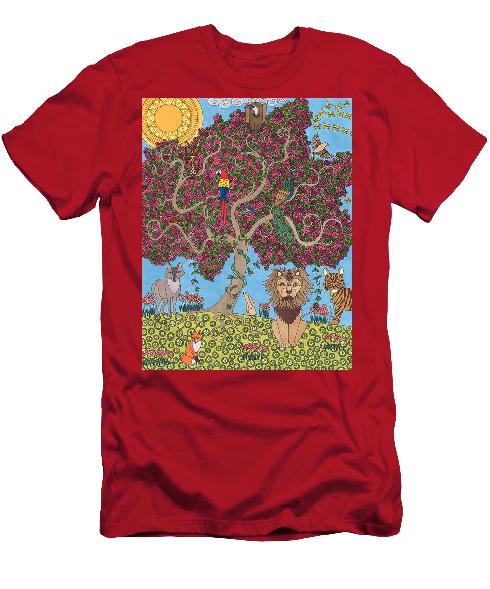 Tree T-Shirt featuring the drawing The Tree of Life by Pamela Schiermeyer