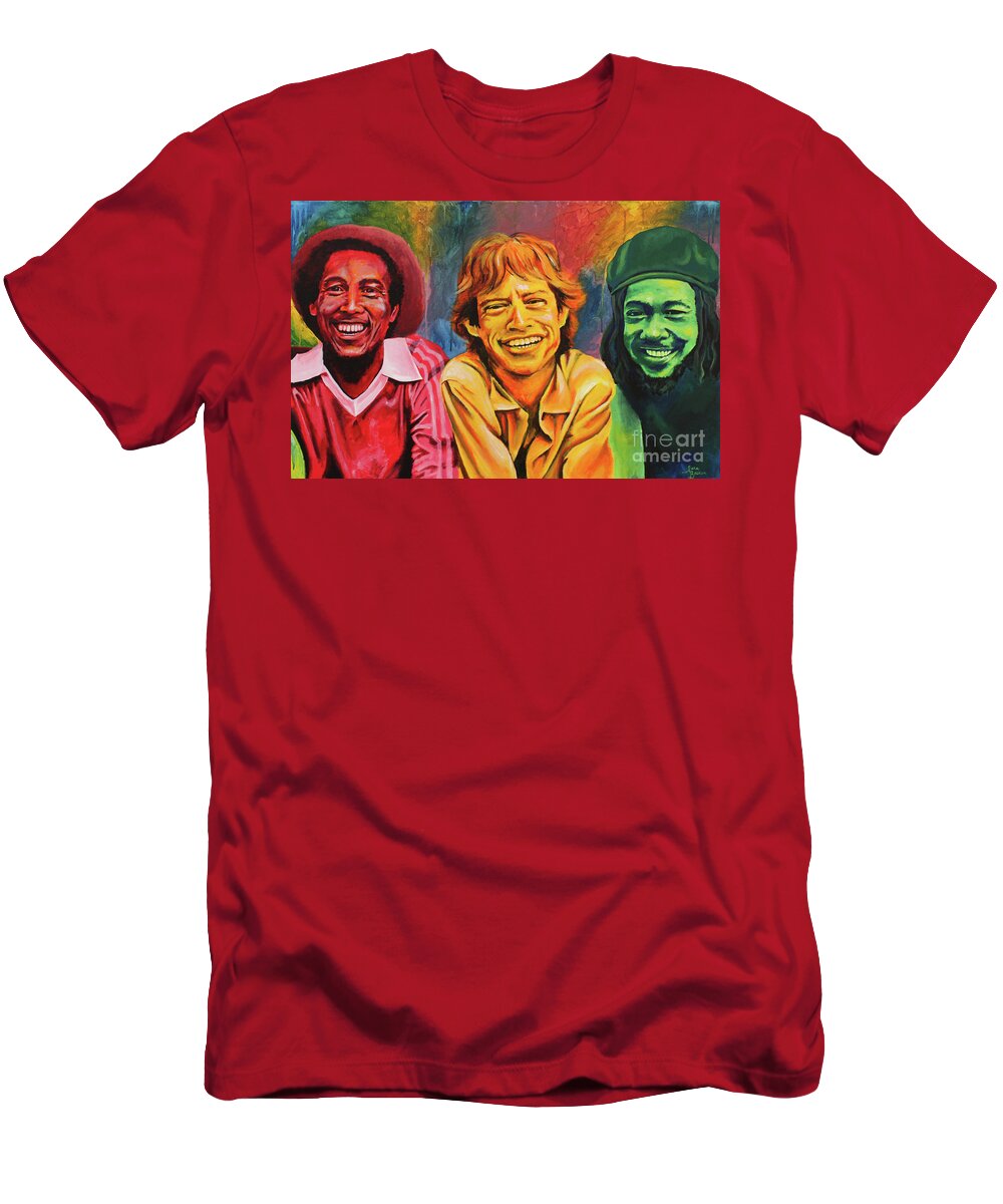 Bob Marley T-Shirt featuring the painting The Trio by Sara Becker