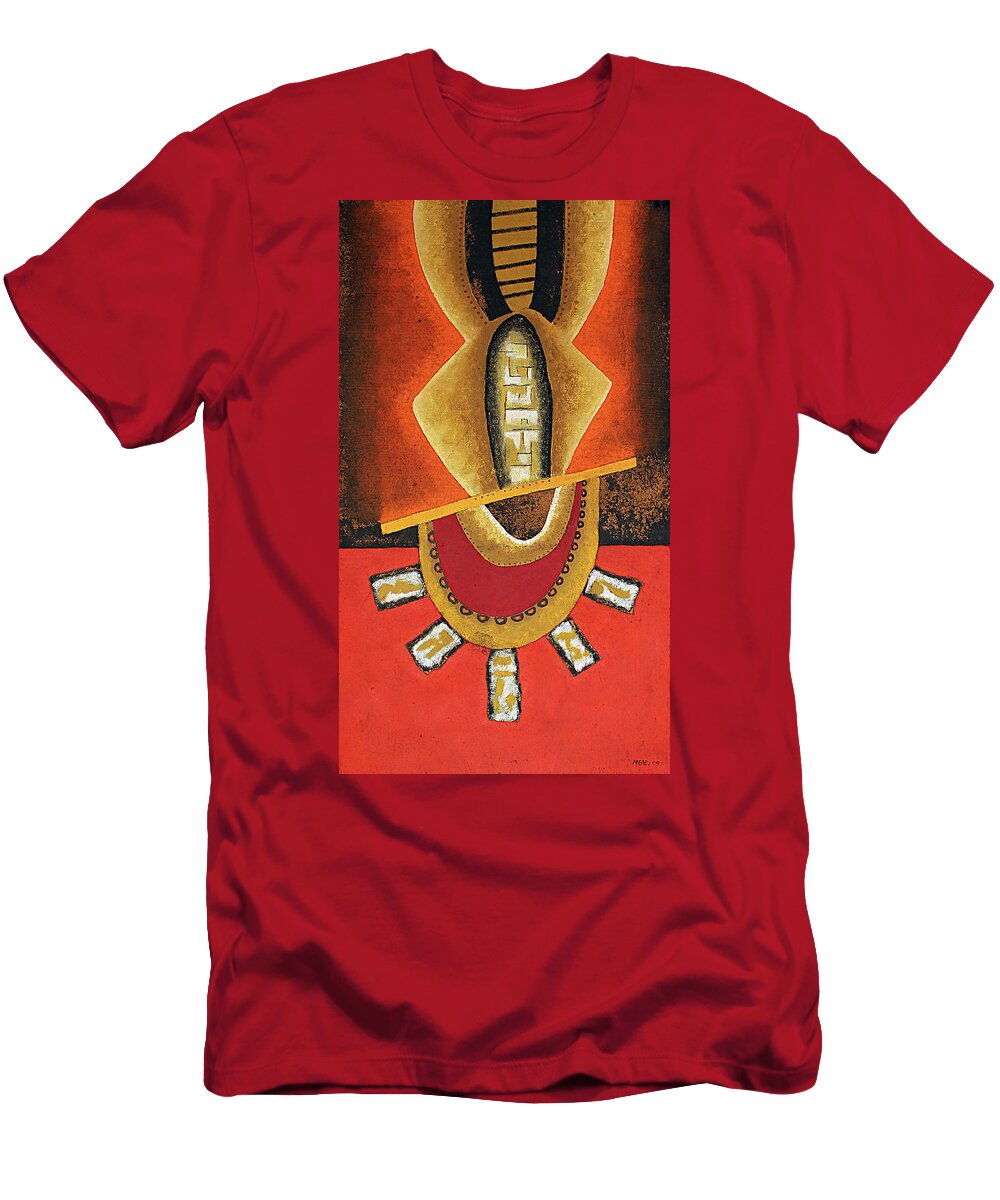African T-Shirt featuring the painting Tribal Man by Michael Nene