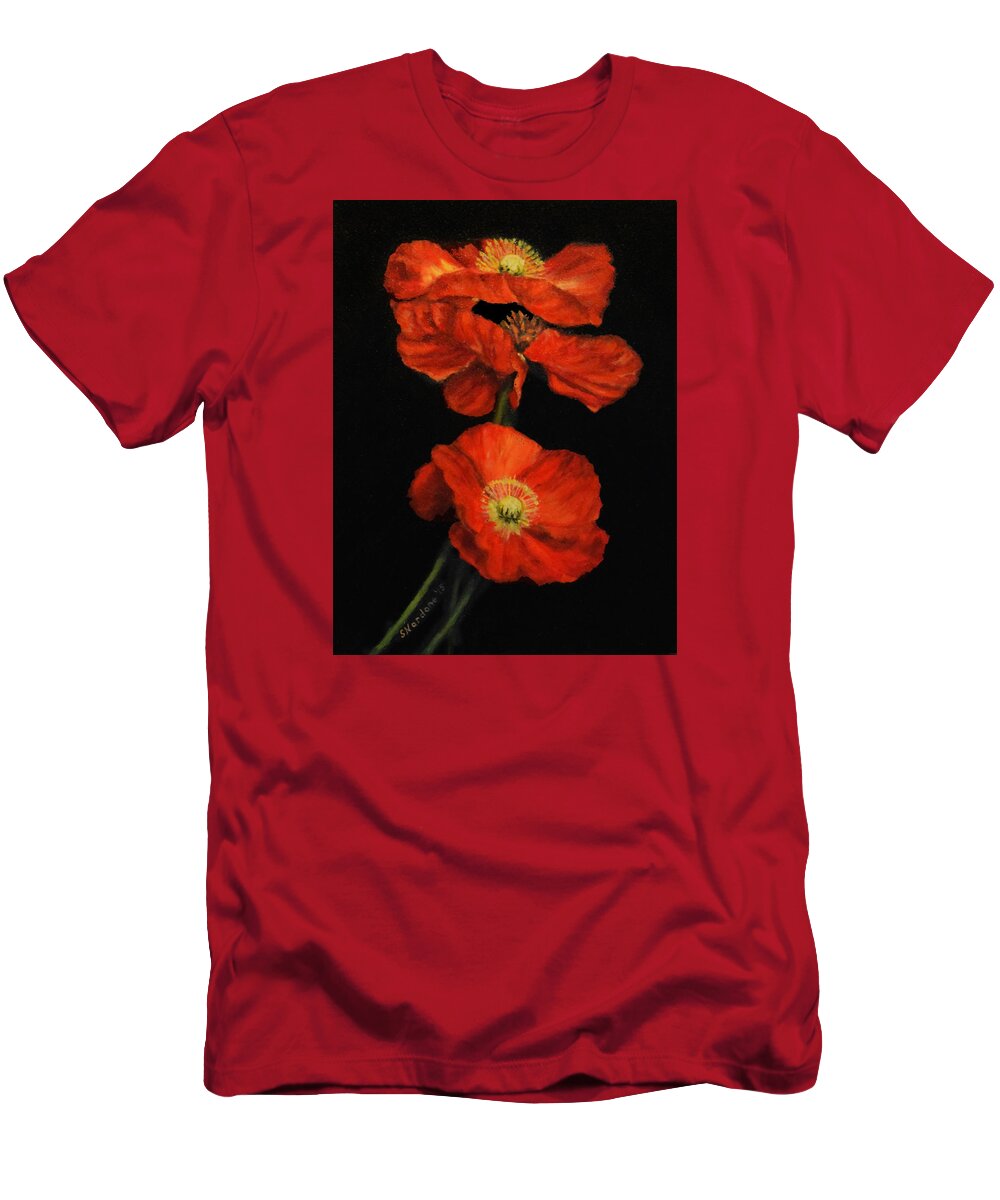 Poppy T-Shirt featuring the painting Poppy Trio by Sandra Nardone