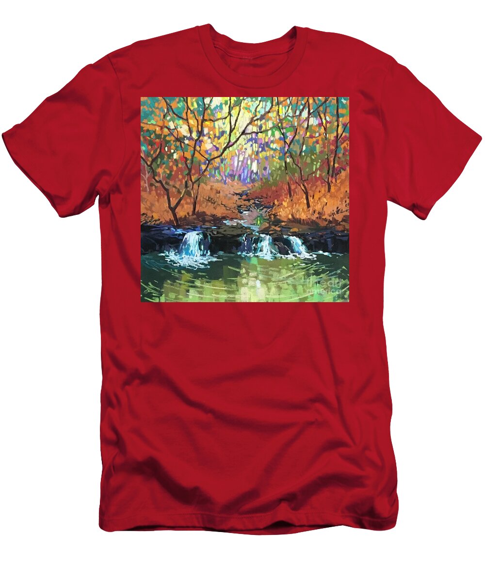 Pastel Landscape T-Shirt featuring the painting Triple Rhythm by Celine K Yong