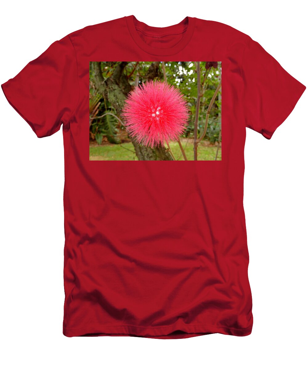 Red T-Shirt featuring the photograph Tropical Red Puff by Robert Meyers-Lussier