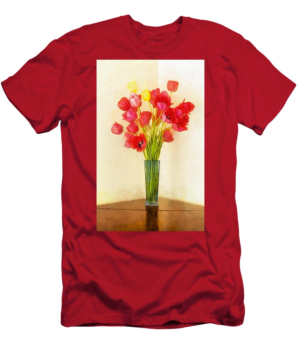 Tulips T-Shirt featuring the digital art Tulip Bouquet by JGracey Stinson