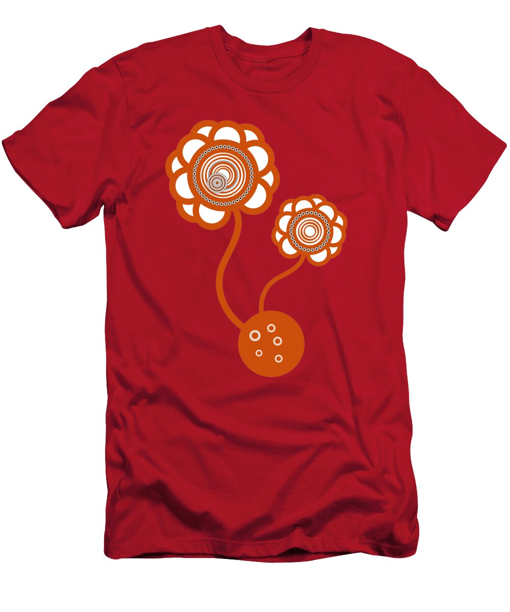 Frank Tschakert T-Shirt featuring the drawing Two Orange Flowers by Frank Tschakert