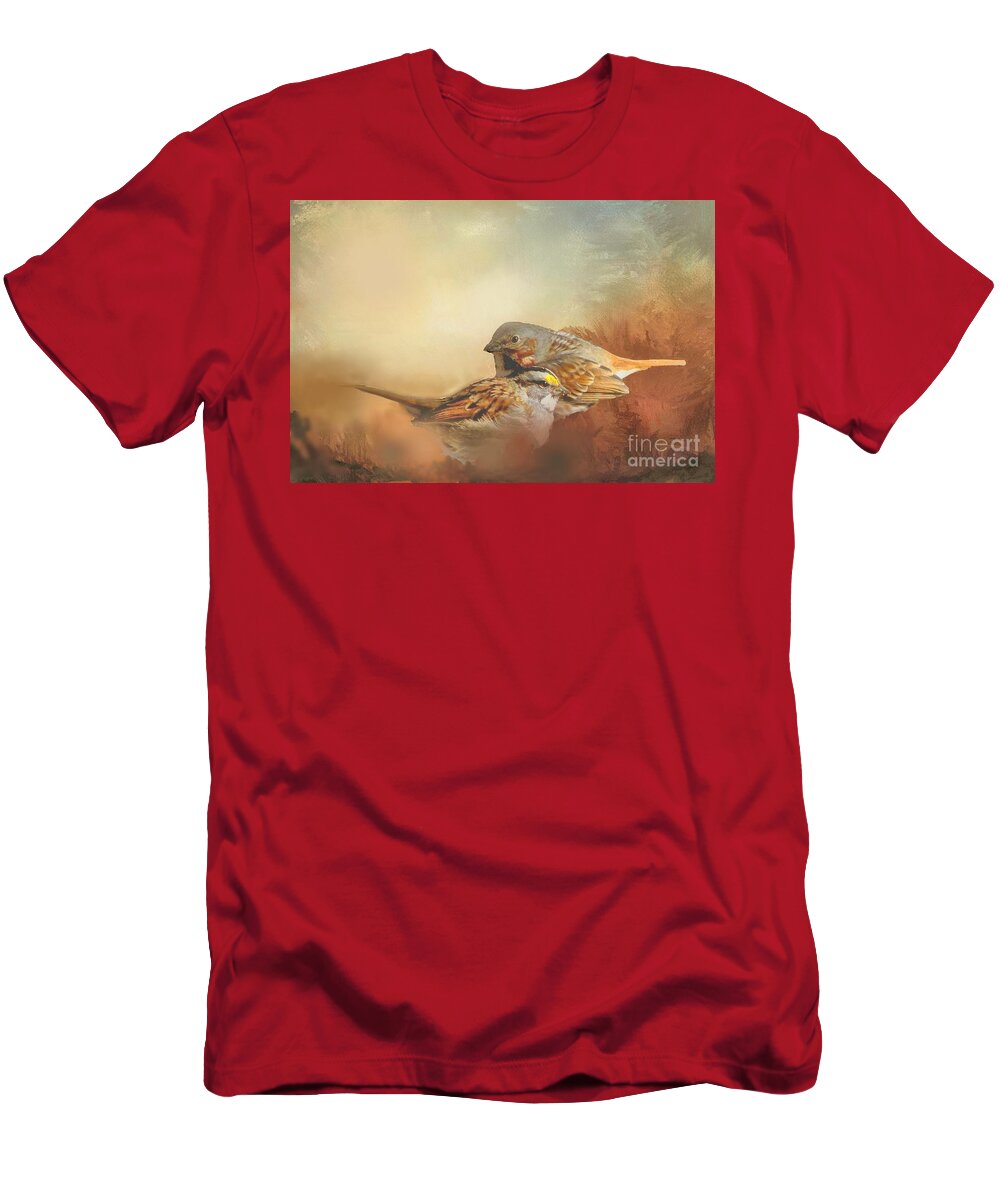Bird T-Shirt featuring the photograph Sparrows in the Marsh 2 by Janette Boyd