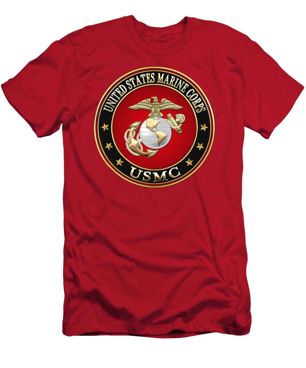 'military Insignia & Heraldry 3d' Collection By Serge Averbukh T-Shirt featuring the digital art U. S. Marine Corps - U S M C Emblem Special Edition by Serge Averbukh