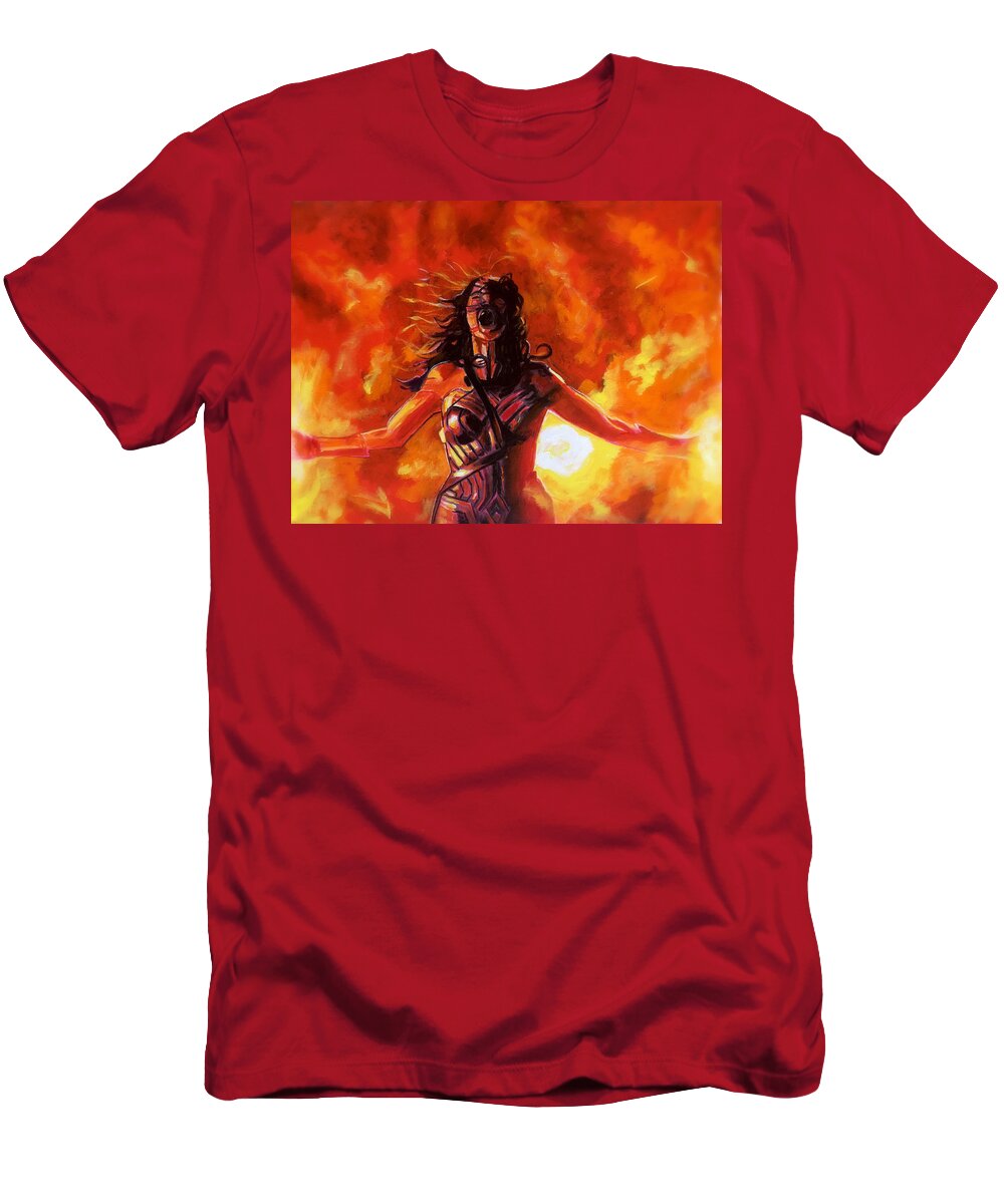 Wonder Woman T-Shirt featuring the painting Unleashed by Joel Tesch