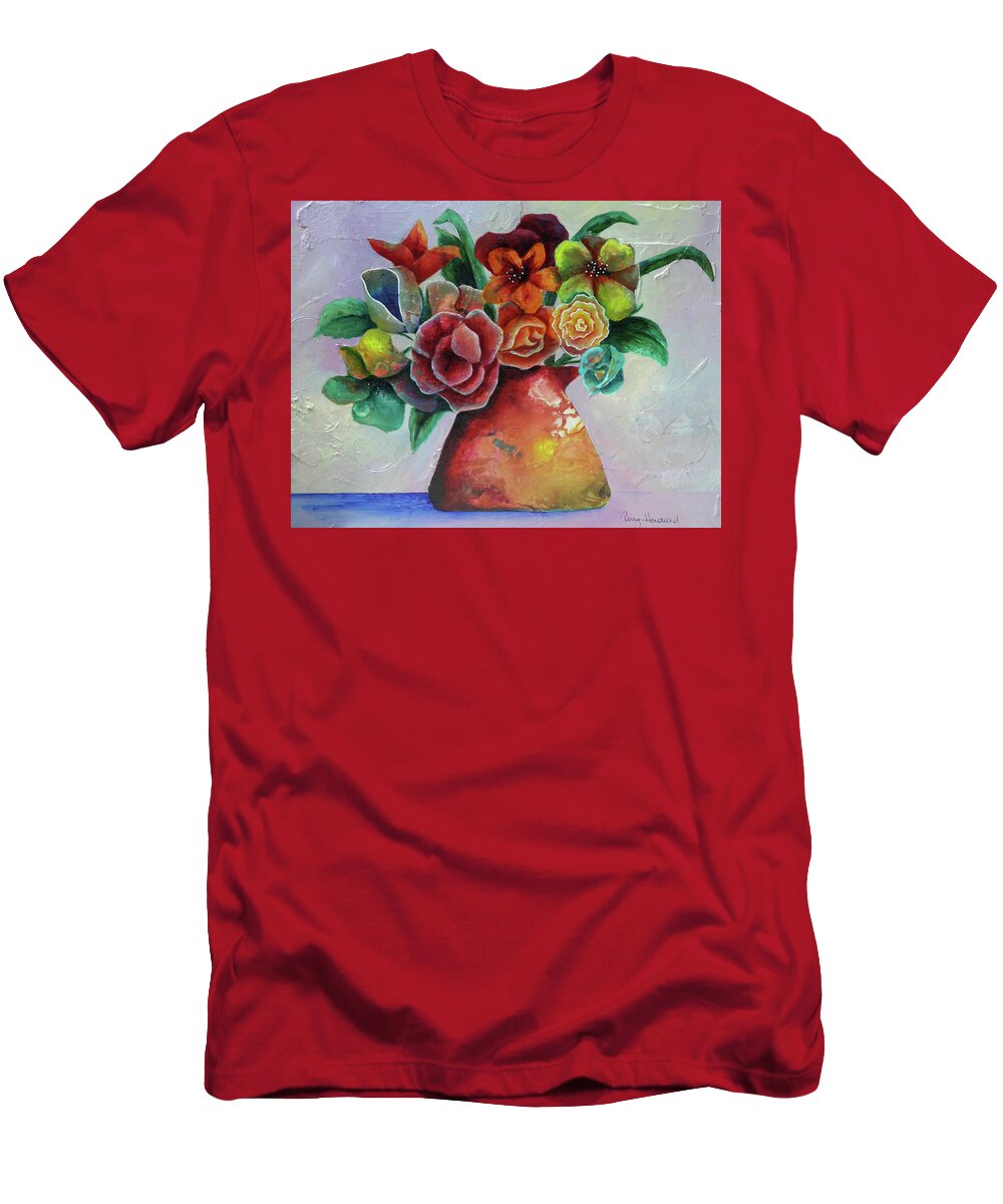 Flowers T-Shirt featuring the painting Vase Full of Peace and Delight by Terry Honstead