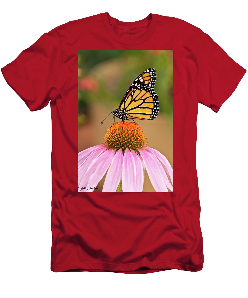 Animal T-Shirt featuring the photograph Monarch Butterfly on a Purple Coneflower by Jeff Goulden