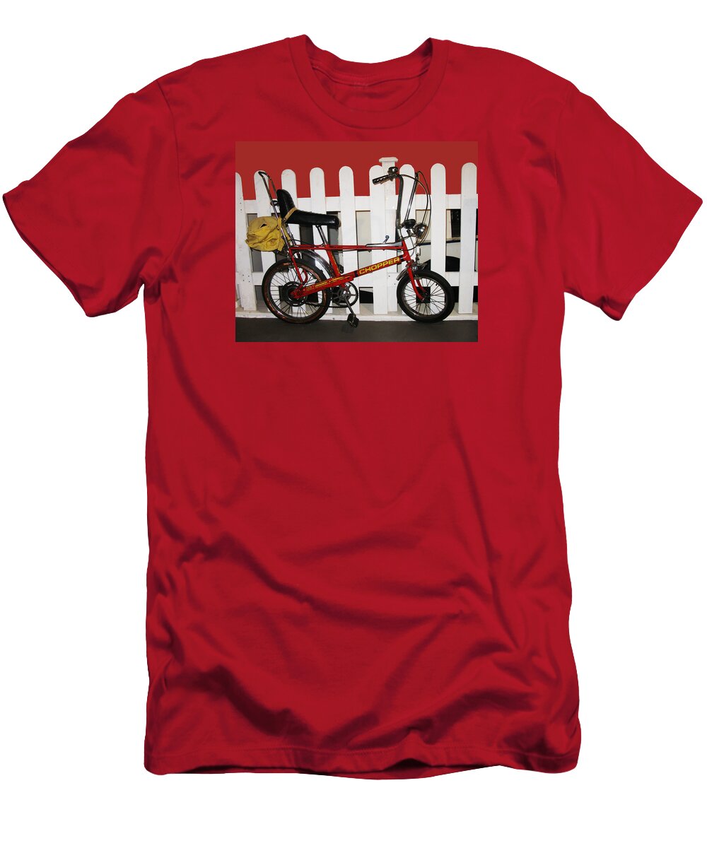 Bike T-Shirt featuring the photograph Vintage 1970s Bike With Rucksack by Tom Conway