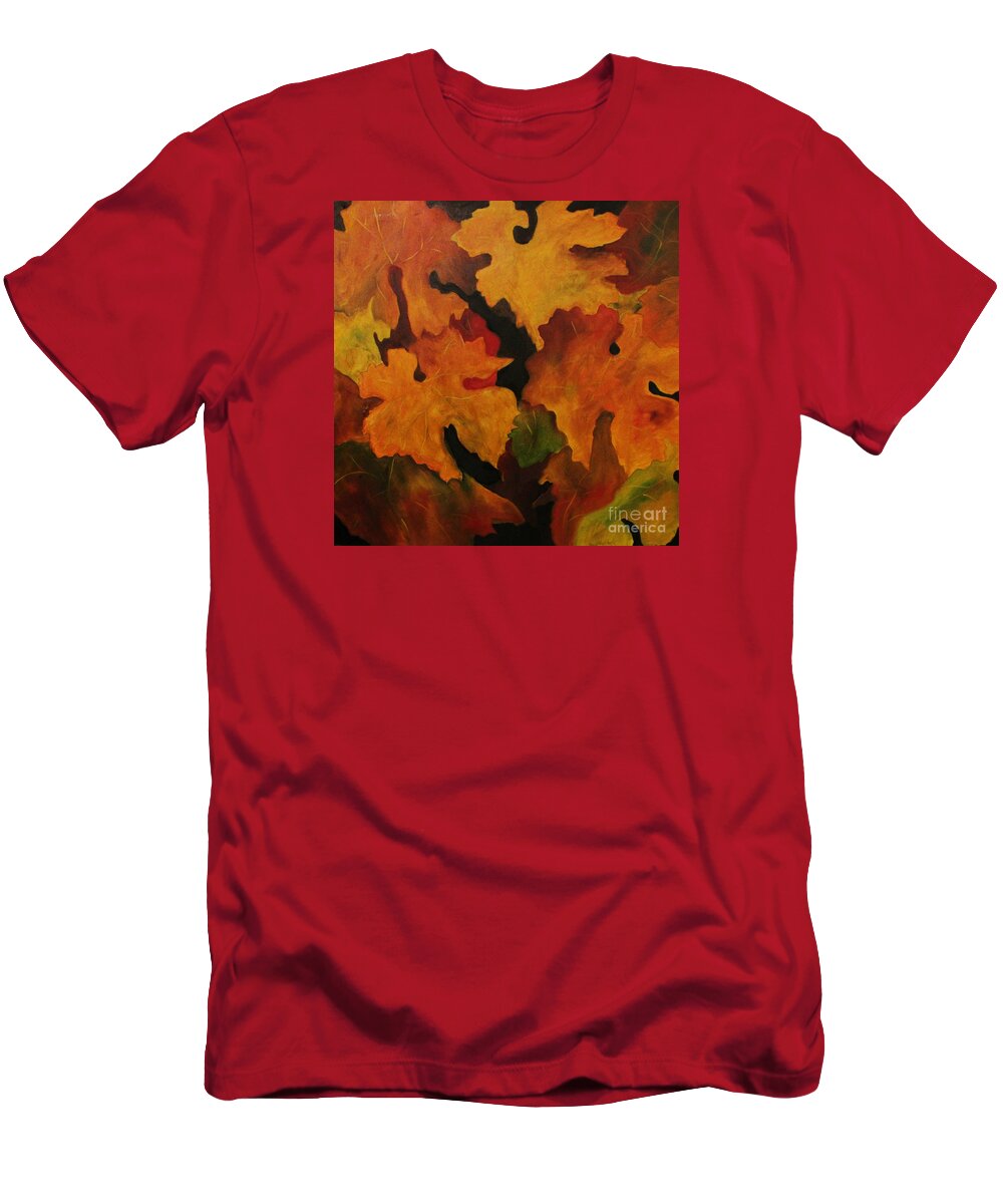 Leaves T-Shirt featuring the painting Vine leaves by John Stuart Webbstock