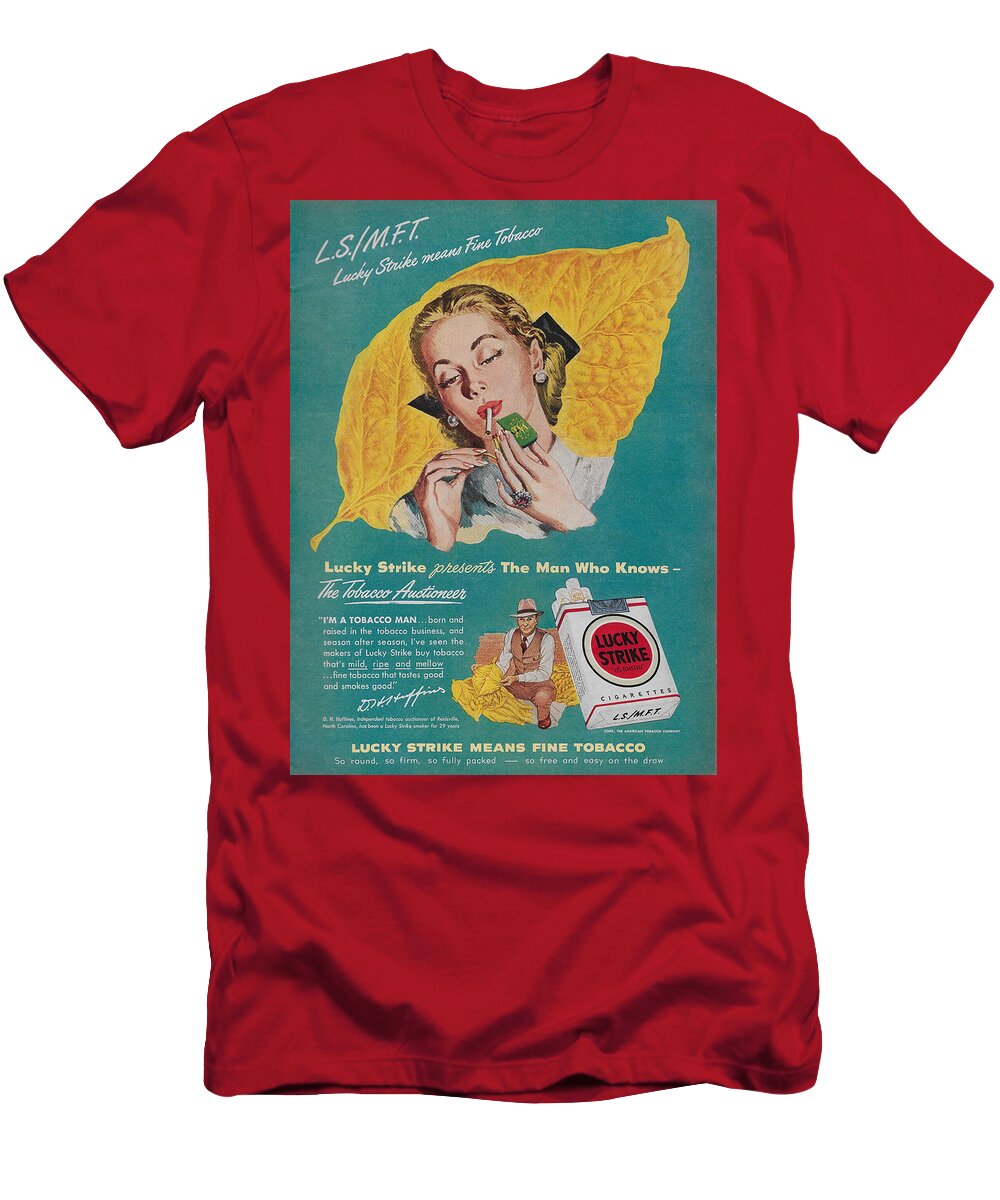 James Smullins T-Shirt featuring the mixed media Vintage Lucky Strike ad by James Smullins
