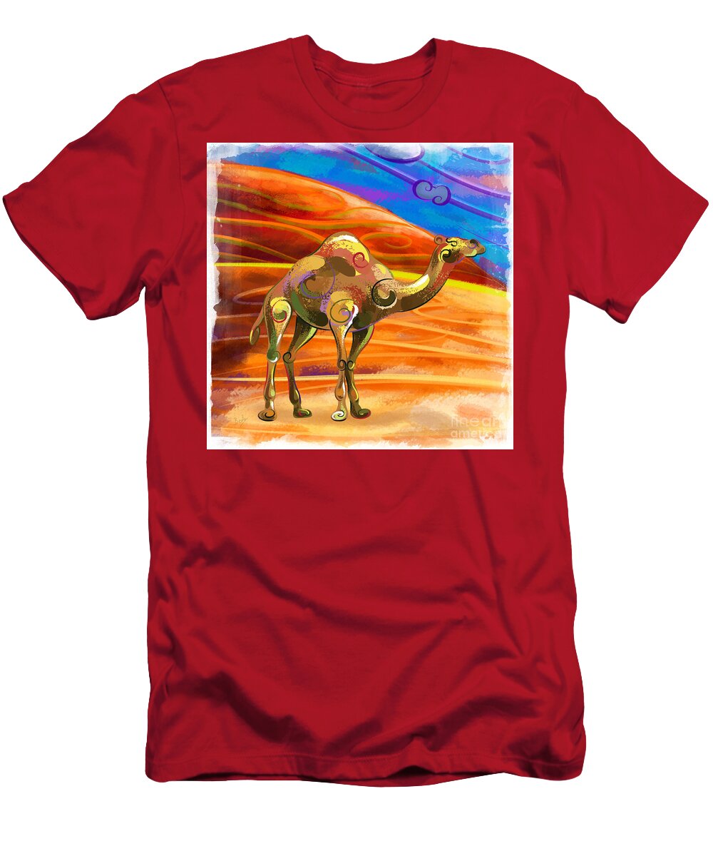 Summer T-Shirt featuring the painting Wandering Camel by Peter Awax