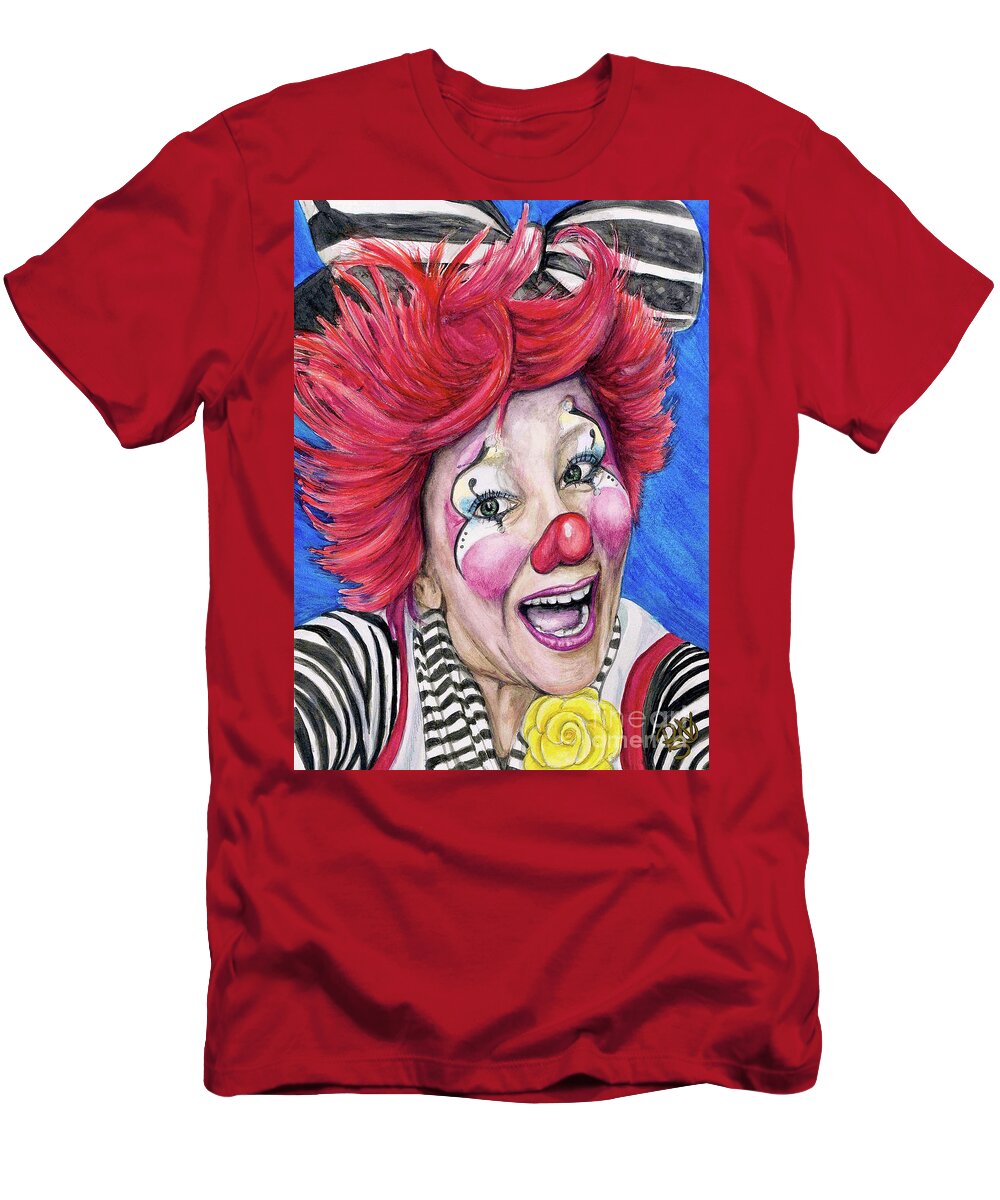 Firekracker Kelly T-Shirt featuring the painting Watercolor Clown #24 Kelly Lynn Diehl by Patty Vicknair