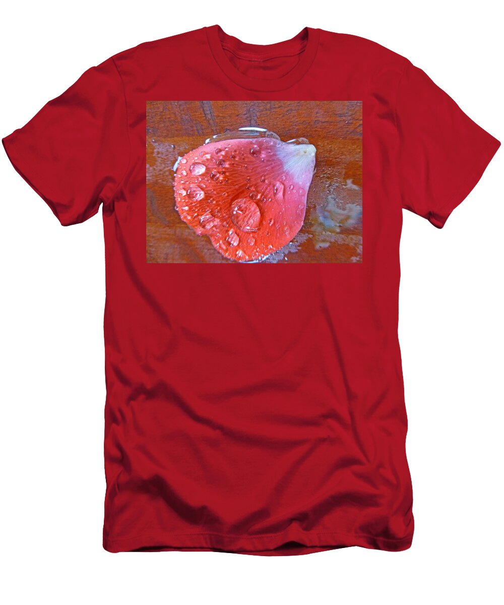 Water T-Shirt featuring the photograph Wet Petal 2 by Claudia Goodell