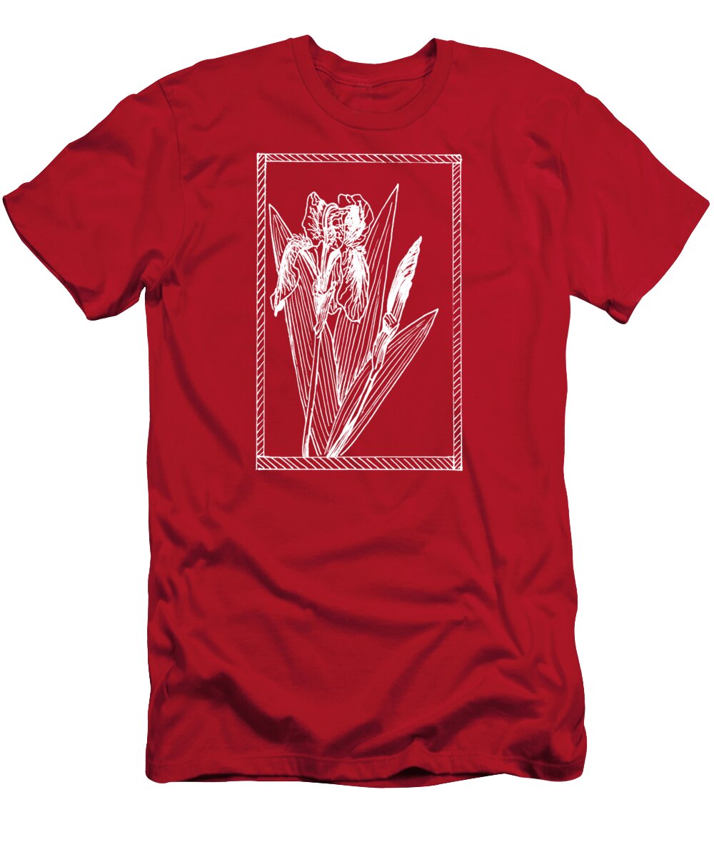 Plant T-Shirt featuring the drawing White Iris on Transparent Background by Masha Batkova