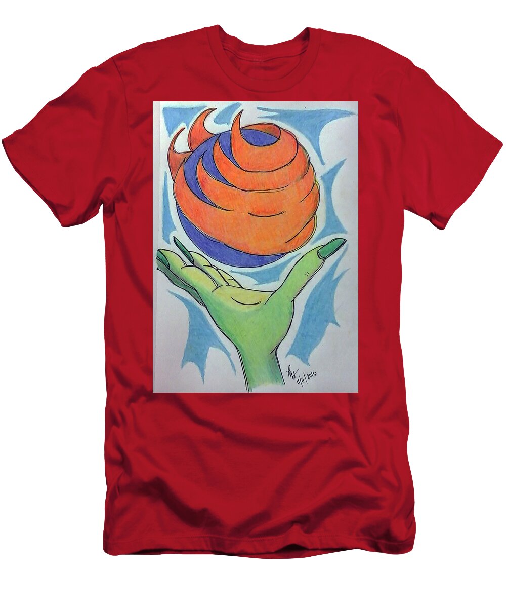 Art T-Shirt featuring the drawing Wicket Fireball by Loretta Nash